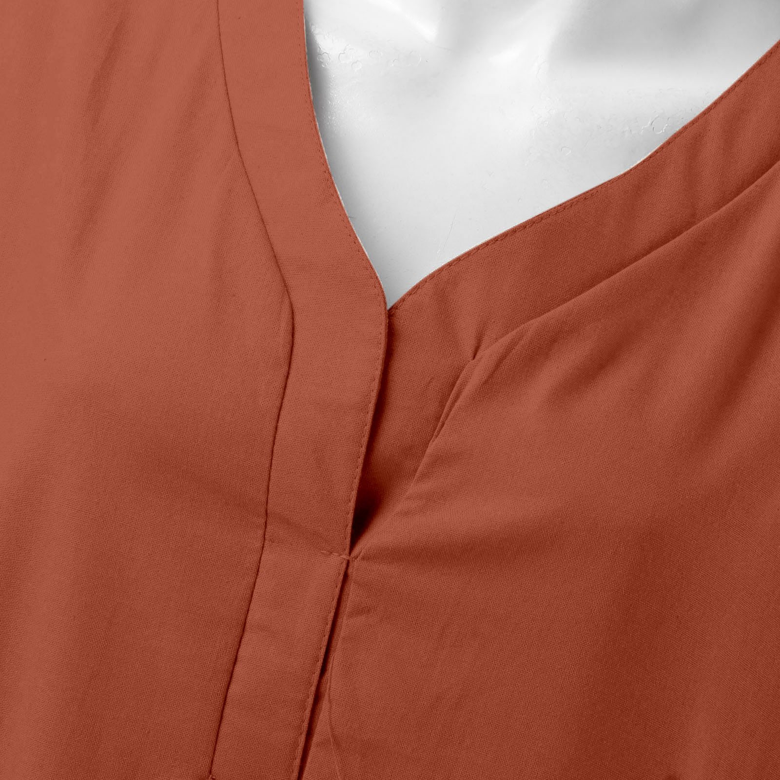 thumbnail image 5 of Vestido largo holgado de talla grande, manga corta, cuello en V, color liso, mezcla de lino, ligero y transpirable para llevar todo el día., 5 of 7